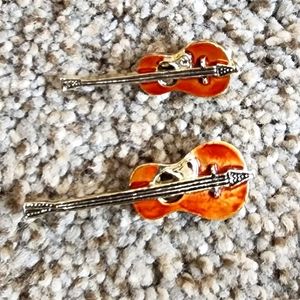 Miniature Cello and violin pin set